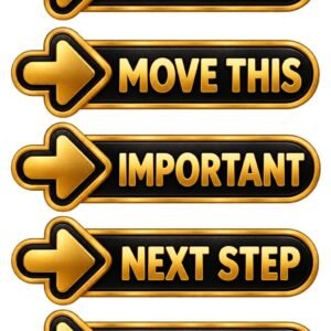 Gold and black action label stickers