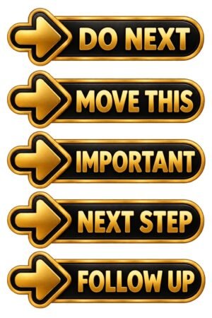 Gold and black action label stickers