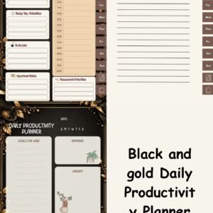 Black and gold Daily Productivity Planner