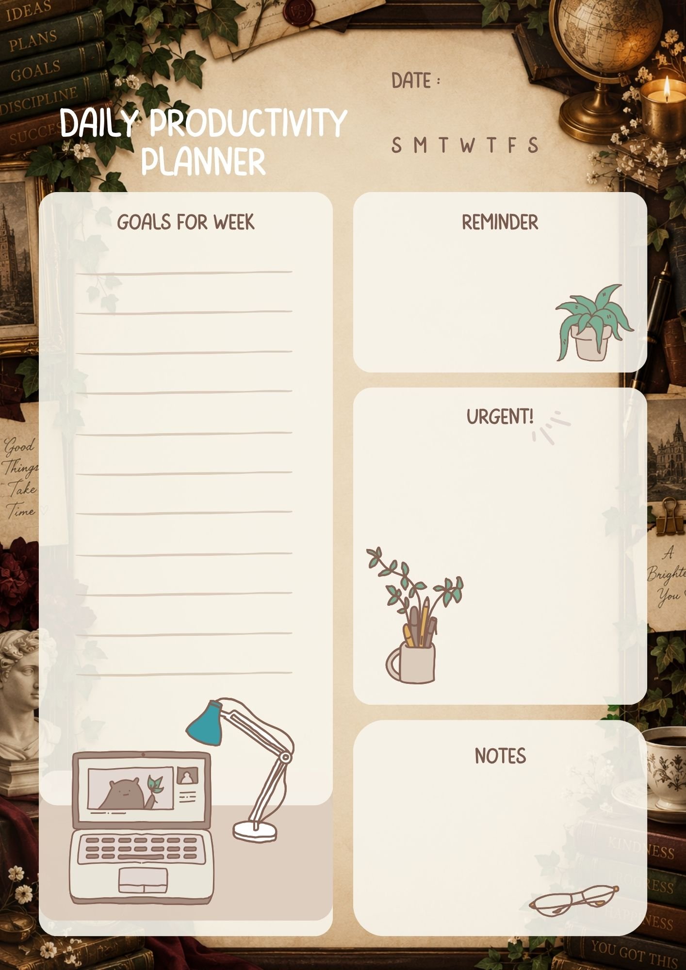 Dark Academia Daily Productivity Planner - Image 2