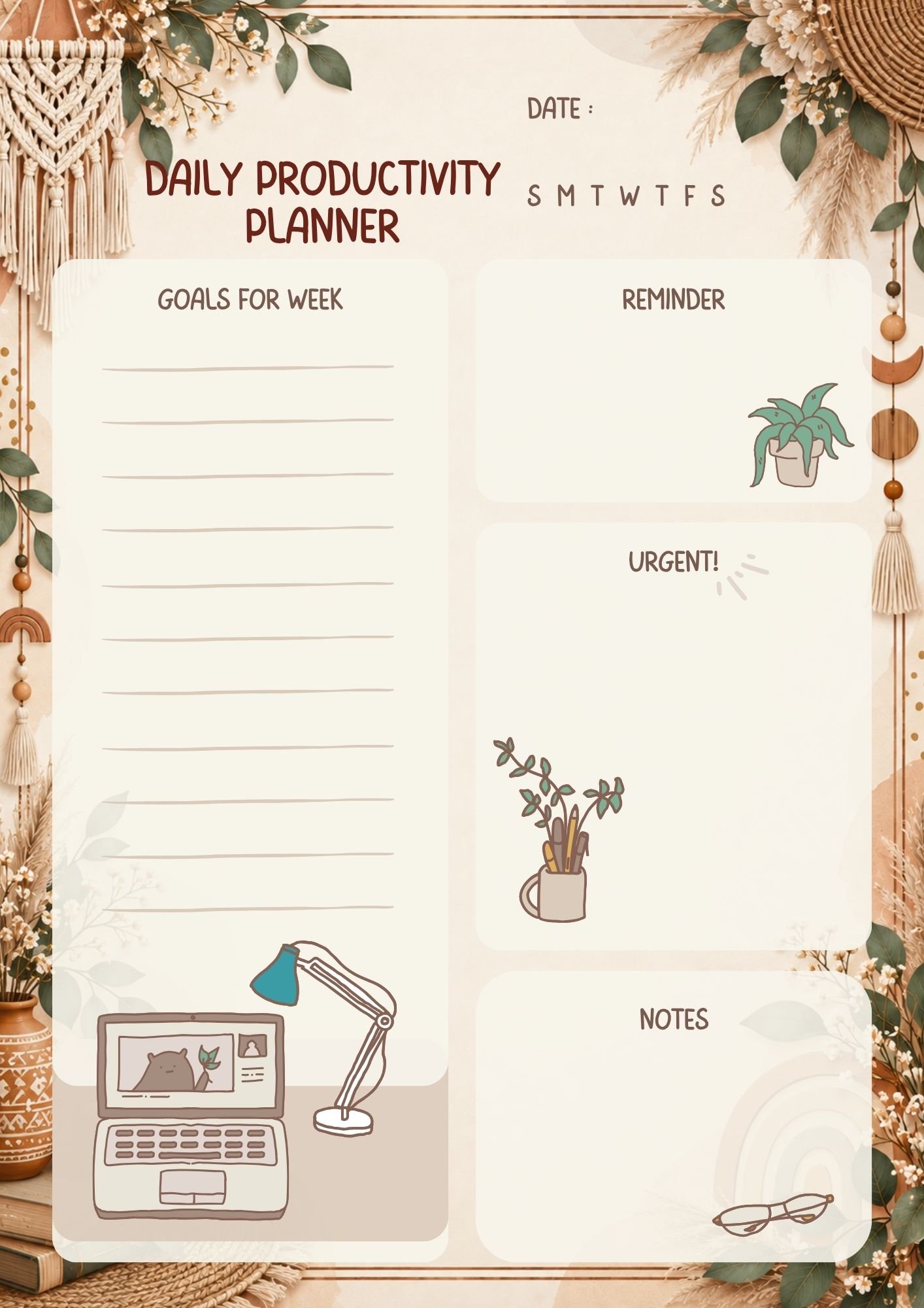 Boho Earthy Daily Productivity Planner - Image 2
