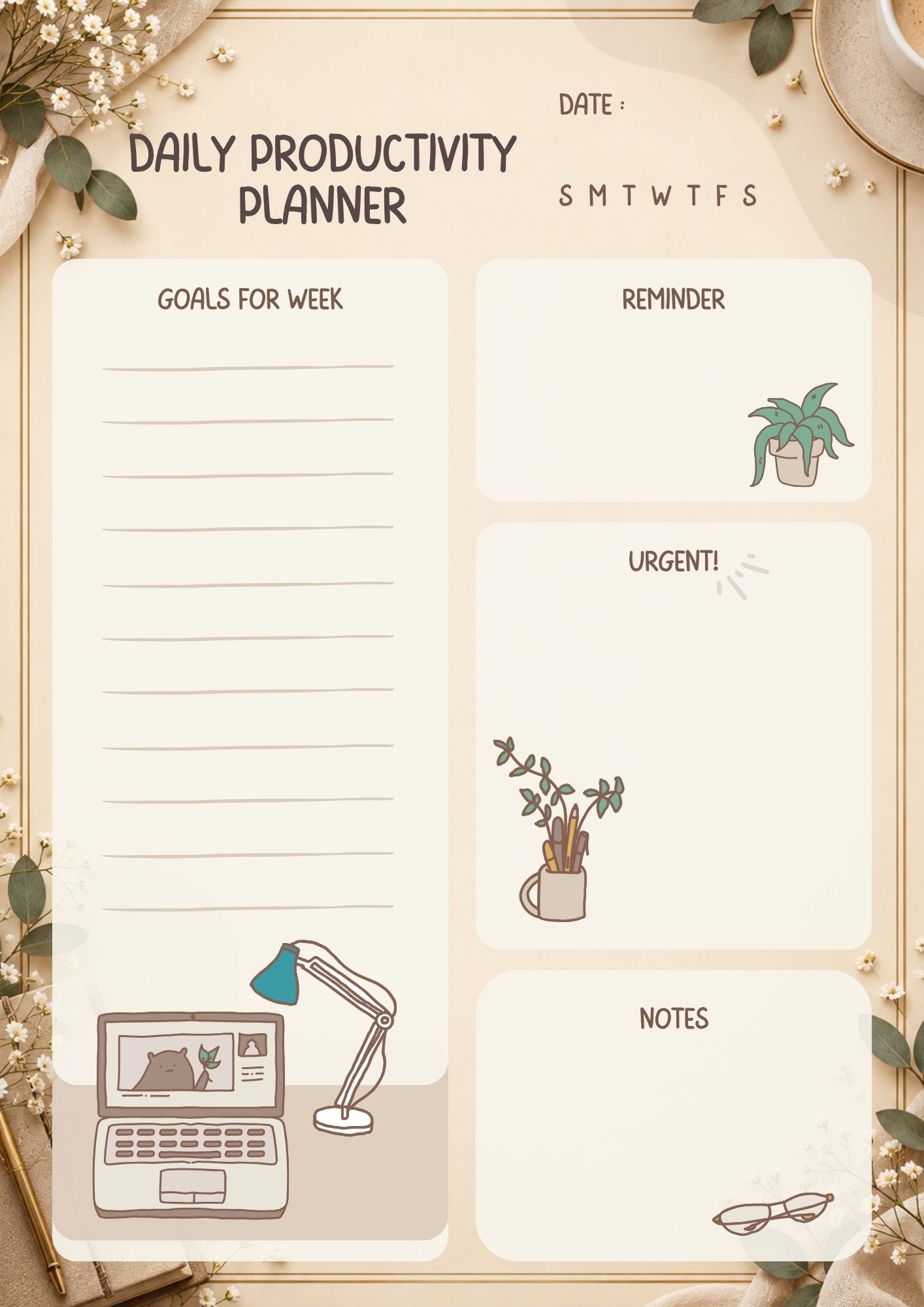 Minimal Beige Daily Productivity Planner - Image 2