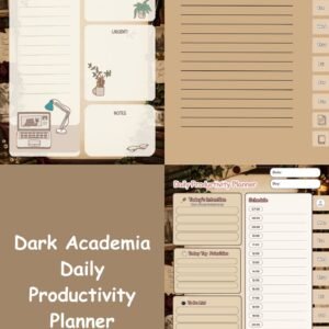 Dark Academia Daily Productivity Planner