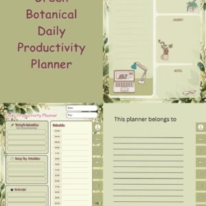 Green Botanical Daily Productivity Planner