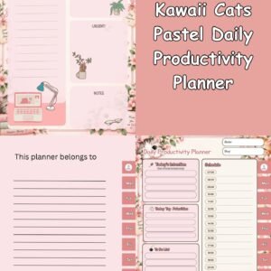 Kawaii Cats Pastel Daily Productivity Planner