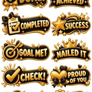 Luxurious black-and-gold achievement sticker collection