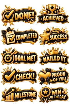 Luxurious black-and-gold achievement sticker collection