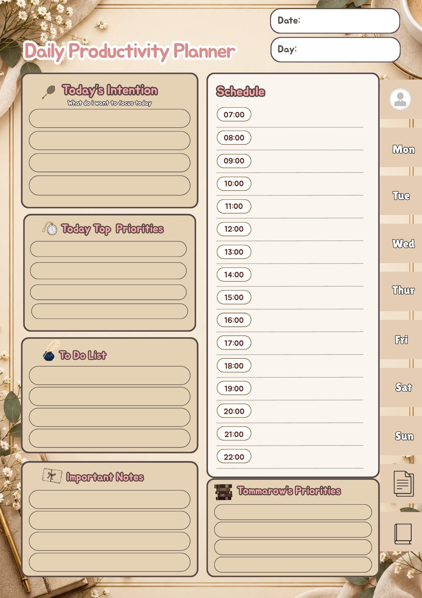 Minimal Beige Daily Productivity Planner - Image 4