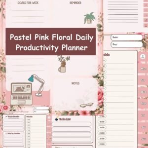 Pastel Pink Floral Daily Productivity Planner
