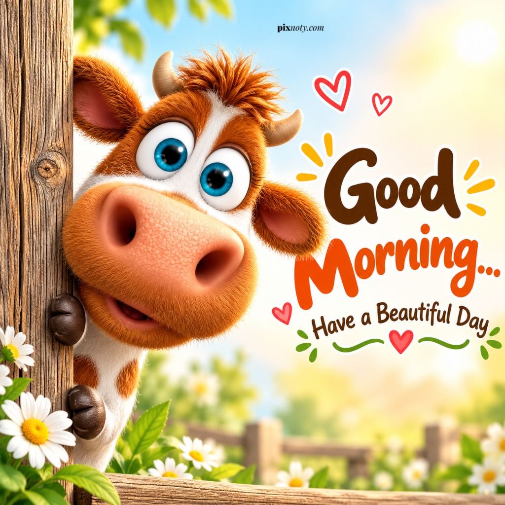 Cheerful Cow Good Morning Greeting