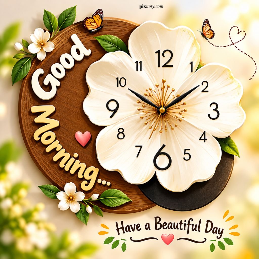 Good Morning Floral Clock Greeting
