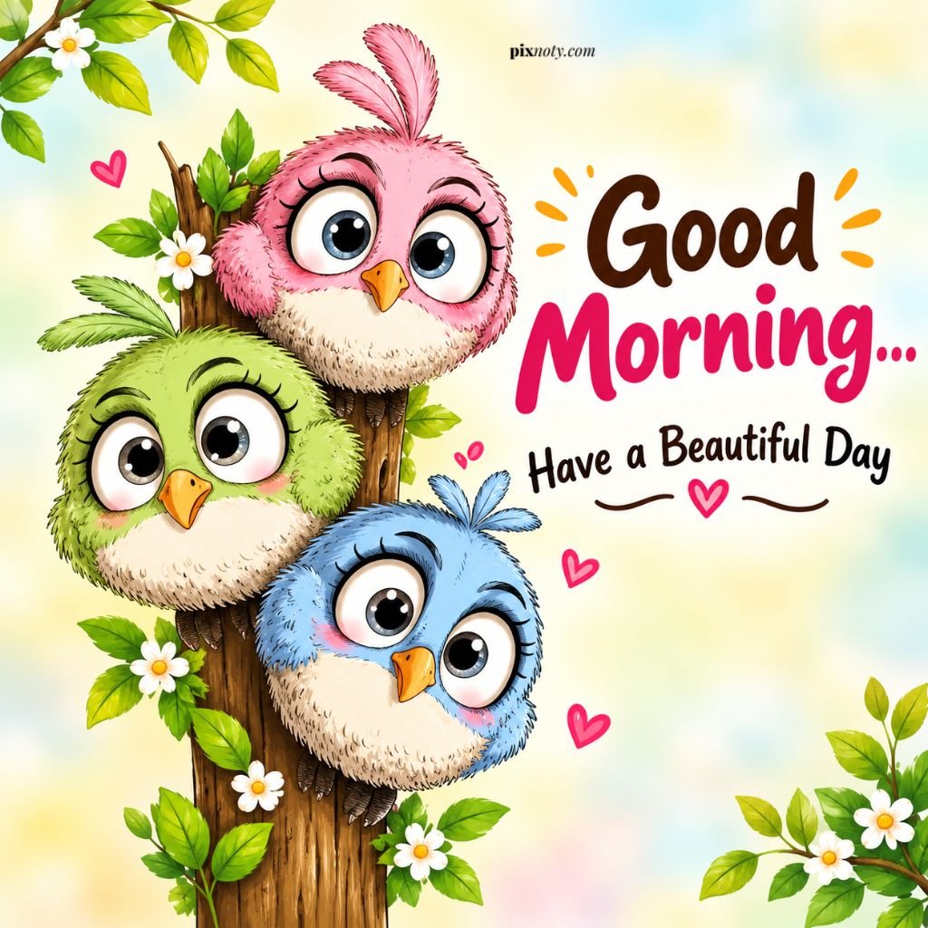 Good Morning with Three Owlets