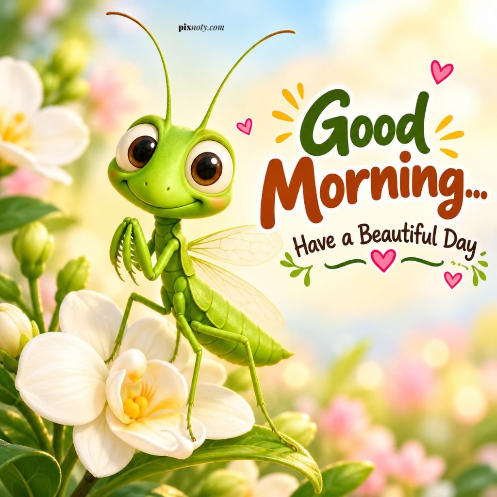 Good Morning with a Cheerful Mantis