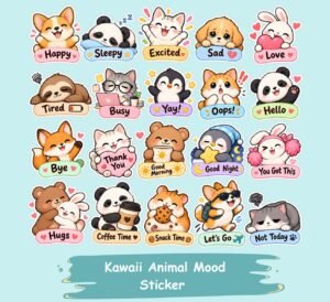 Kawaii Animal Mood Stickers