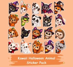 Kawaii Halloween Animal Sticker pack