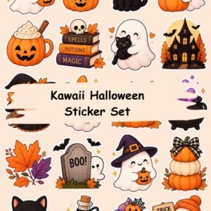 Kawaii halloween sticker set