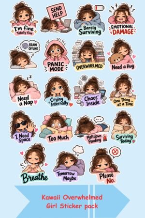 Kawaii Overwhelmed Girl Sticker