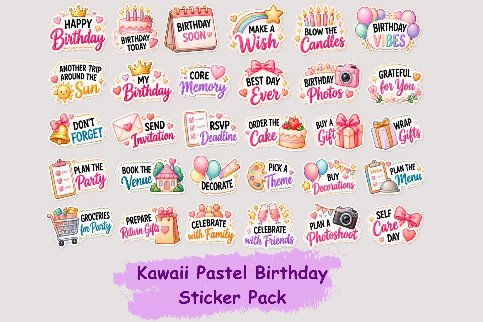 Kawaii Pastel Birthday Sticker