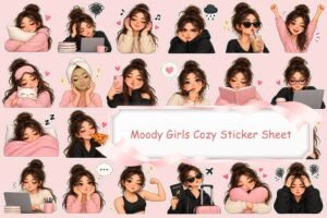 Moody girls cozy sticker set