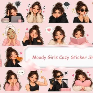 Moody girls cozy sticker set