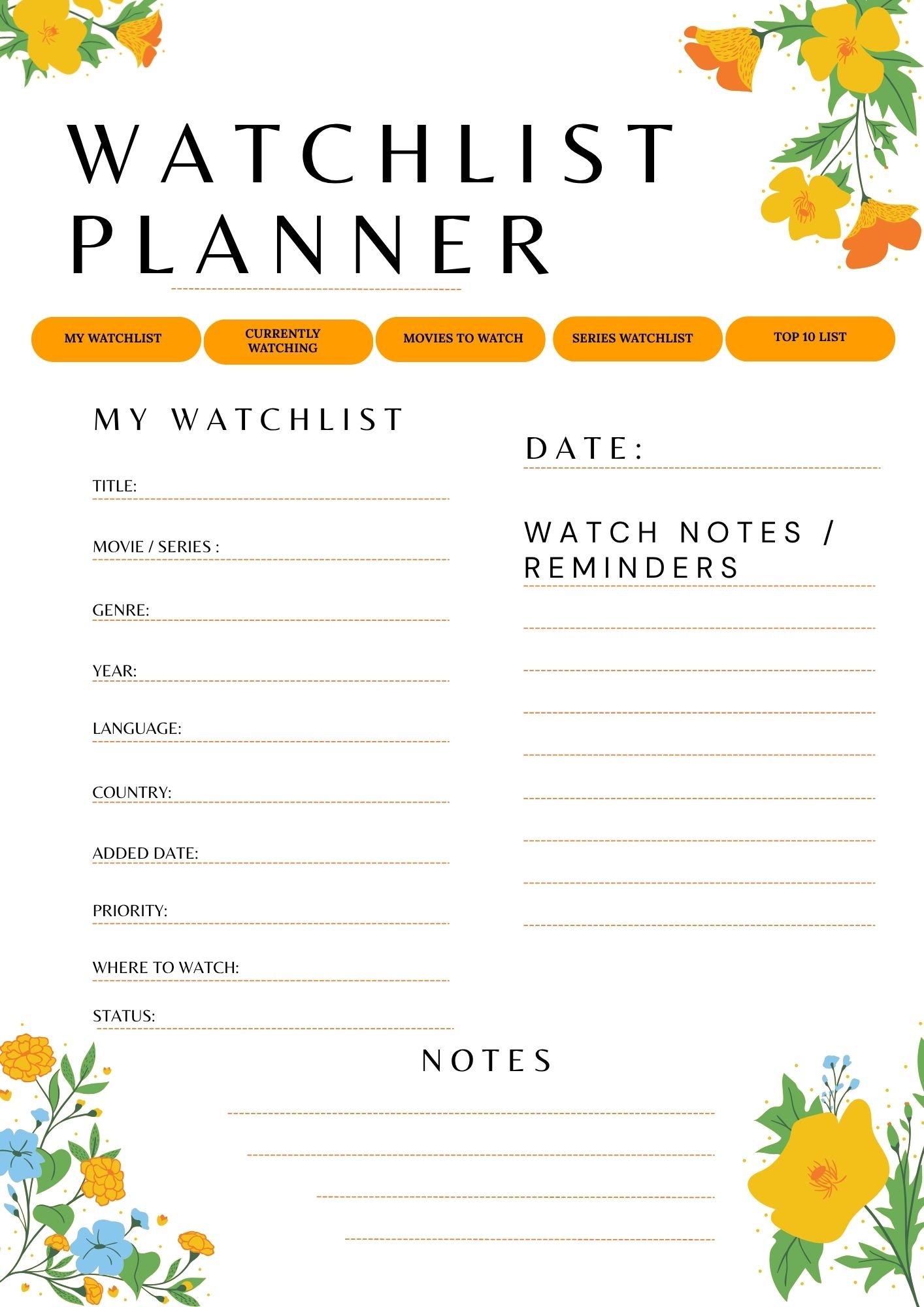 Movie & TV Show Watchlist Digital Planner - Image 4