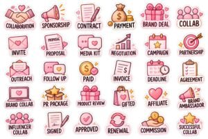 Pastel Collaboration Sticker Pack for Digital Planners | Brand Deal, Sponsorship & Content Creator PNG Stickers