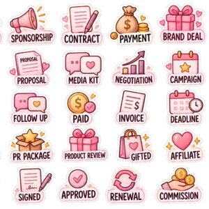 Pastel Collaboration Sticker Pack for Digital Planners | Brand Deal, Sponsorship & Content Creator PNG Stickers