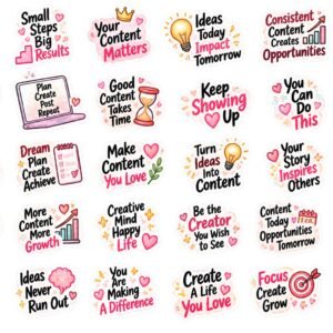 Pastel Creator Motivation Sticker Pack – 30 Digital Planner Stickers
