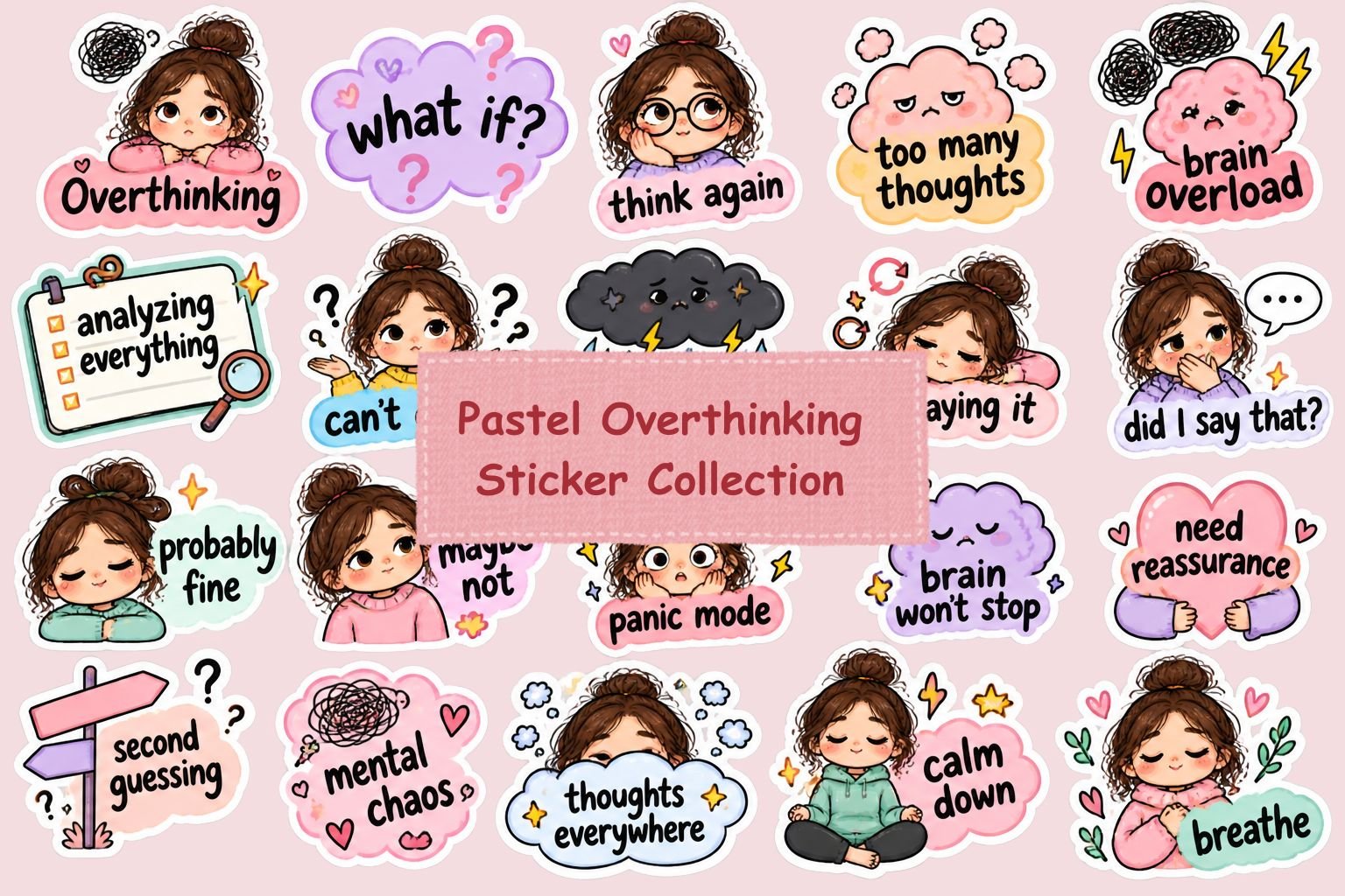 Pastel Overthinking Sticker
