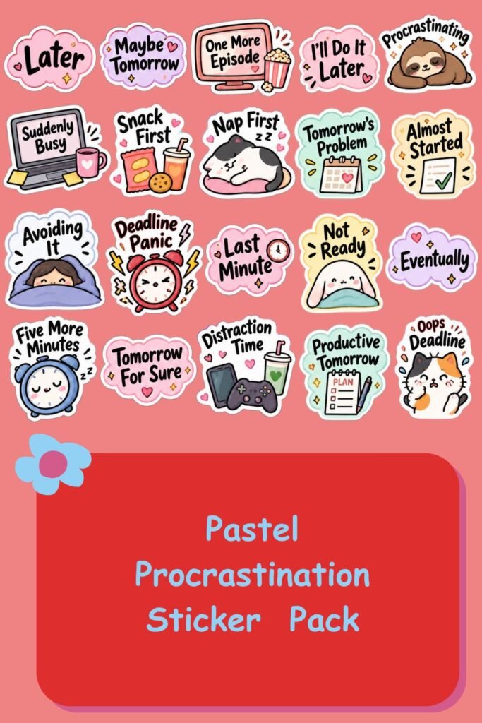 Pastel Procrastination Sticker pack