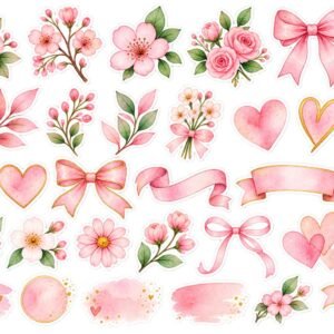 Pink Watercolor Decorative Floral Stickers