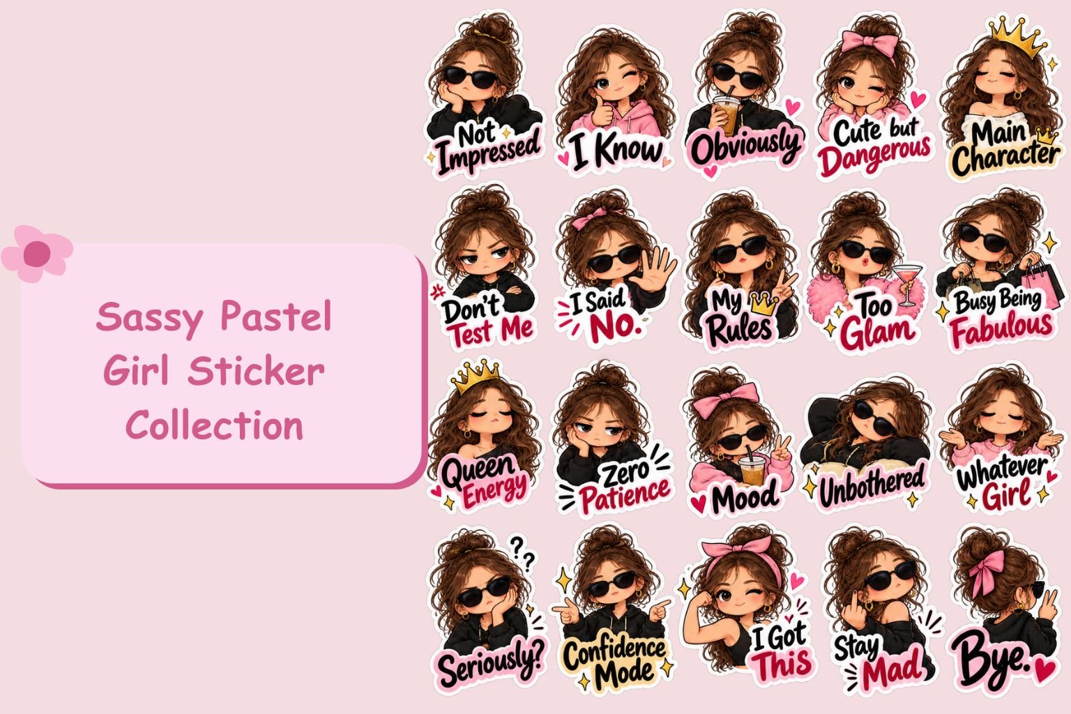 Sassy Pastel Girl Sticker