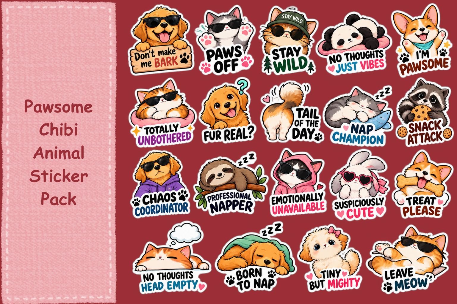 Pawsome chibi animal stickers